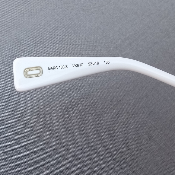 NEW Marc Jacobs White Frame Sunglasses With Silver Chain Accents